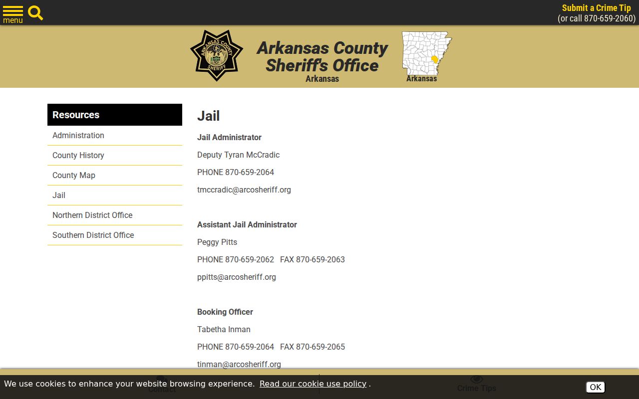 Arkansas County arrest records sheriff jail contacts