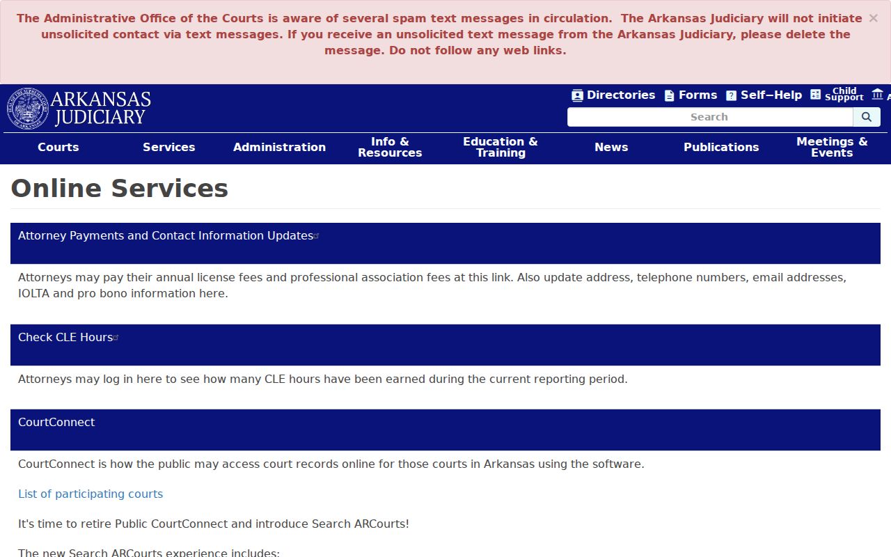 Arkansas County court case lookup online services
